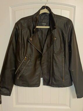CoffeeShop NY Black Faux Leather Moto Jacket Size XXL
